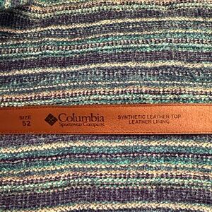 Columbia Brown Leather Belt with Embossed Logo